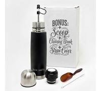 BONMATEI NEW Premium Automate - Self-Serving Stainless Steel Mate Bottle 16.9 fl oz | 2-in-1 Thermal Mate Cup with Built-in Bombilla | Keeps Drinks Hot or Cold | Ready to use (Black w/a)