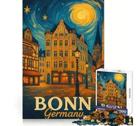Bonn Germany Cityscape Night Painting 1000 Piece Jigsaw Puzzle for Adults Recall Skill Quiet Enjoyment Secure Join Great Gift (38X52CM)