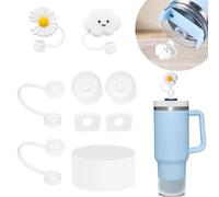 BonneChance Stanley Cup Accessories Set: 6 Piece Silicone Spill Proof Stopper, 2 Straw Cover Cap, 1 Silicone Boot for Stanley 40oz & 30oz Tumbler (WHITE)