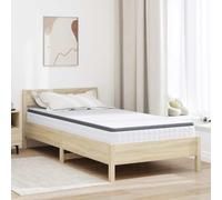 Bonnell Mattress White Grey 90 x 190 cm Spring Core with PU Foam, Medium Soft, Ergonomically Breathable, Point Elastic for Bedroom, Guest Bed and Children's Room, Easy Care, Durable