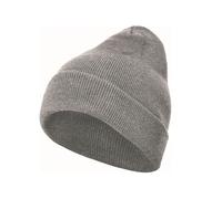 Build Your Brand By001-heavy Knit Beanie Hat, Heather Grey, One Size