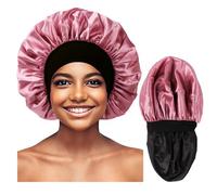Bonnet for Men,Hair Bonnet for Sleeping,Double Layer Satin Bonnets for Black Women Curly Hair Braids,Reversible Sleep Cap (Large,Black/Rose Gold)