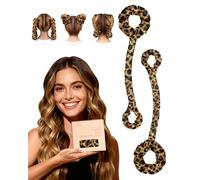 BONNET QUEEN 2 Pack Medium Satin Heatless Curlers for Medium to Long Thick Hair, Heatless Curls Overnight, No Heat Hair Styling Rod with Built-in Scrunchie, Multi-Use Sleepy Tie, Leopard