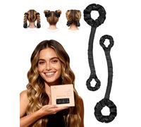 BONNET QUEEN 2 Pack Medium Satin Heatless Curlers for Medium to Long Thick Hair, Heatless Curls Overnight, No Heat Hair Styling Rod with Built-in Scrunchie, Multi-Use Sleepy Tie, Black