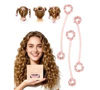 BONNET QUEEN 3 Pack Small Satin Heatless Curlers for Medium to Long Thick Hair, Heatless Curls Overnight, No Heat Hair Styling Rod with Built-in Scrunchie, Multi-Use Sleepy Tie, Cream Pink