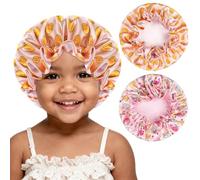 BONNET QUEEN Baby Bonnet Silk Bonnet for Sleeping Kids Satin Hair Wrap Infant Sleeping Cap for Curly Natural Hair Boys and Girls Hair Accessories, Double Layer, 2Pcs, Print5&Print6