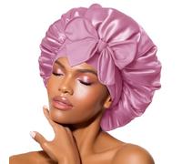 BONNET QUEEN Silk Bonnet for Sleeping for Curly Hair, Satin Bonnet Hair Wrap for Women & Men, Adjustable Silk Scarf Night Cap with Tie Band, Dark Rose Gold