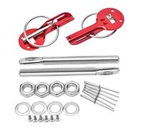 Bonnet Release Lock Latch Universal Down Hood Lock Pins Stainless Steel Bonnet Hood Pin Lock Kit Fit For Racing Hood Lock Catch(Red)