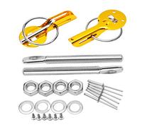 Bonnet Release Lock Latch Universal Down Hood Lock Pins Stainless Steel Bonnet Hood Pin Lock Kit Fit For Racing Car Engine Hood Lock(Gold)