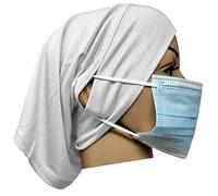 Bonnet Viscose Hijab with Ear Hole Stretch Jersey Head Sleep Cap Under Scarf Bone Headscarf Turban Stretchy Beanie Cancer Hair Cover Protection Patients (White)