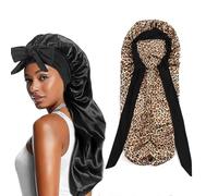 Bonnets for Black Women Braid Bonnet, Satin Bonnets for Sleeping, Hairs Silk Bonnet for Sleeping, Adjustable Silk Scarf Night Cap with Tie Band, Hairs Bonnets with Tie Band for Curly Hair (Camouflage)