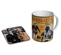 Bonnie and Clyde Classic Film Poster Ceramic Coffee Mug + Coaster Gift Set …