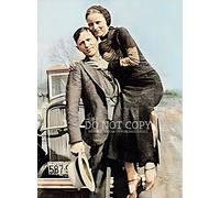 Bonnie and Clyde Photograph 11 X 15 - Rare 1934 Color Portrait by Barrow Gang - Stunning Photo Poster Art Print