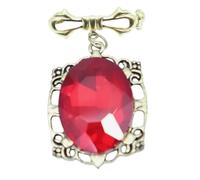 Bonnie Bennett Witch Red Amber Style Amulet Antiqued Gold Elegant Brooch Pin
