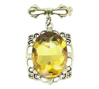 Bonnie Bennett Witch Yellow Amber Style Amulet Antiqued Gold Elegant Brooch Pin
