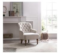 Bonnie Textured Linen Buttoned Accent Chair cream