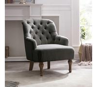 Bonnie Textured Linen Buttoned Accent Chair Grey