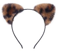Bonnie Z. Leonardo Animal Texture Fluffy Leopard Cat Ears Headband Dark Brown