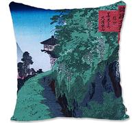 BONNIU Decorative Throw Pillow Case Cover with Zipper 40X40 cm Velvet Cushion Cover Sofa Pillowcase Japanese Ukiyo-e Landscape Art - Hiroshige II - Shinshu From Series One Hundred Famous Views Various