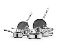 Bonnlo 10Pcs Stainless Steel Frying Pan Set, Non-Stick Frying Pan, Induction Hob Pot Set Non Toxic, Cookware with Lid, Riveted Handle, Free PFOA and PTFE, Dishwash Safe - 16cm 18cm 20cm 25cm