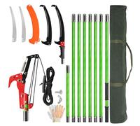 Bonnlo 26/30FT Pole Pruning Saw, Adjustable Manual Pole Saw Trimmer, Pole Saws for Tree Trimming with Carry Bag and Sturdy Pole, Garden Tools for Palm Oak High Branches (Green, 26FT)