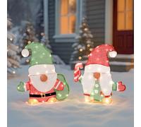 Bonnlo 2Pcs Pre Lit Christmas Gonk Decorations, 60cm High Dnome, 2D Light Up Gonks with Candy Cane for Holiday Outdoor Indoor Display