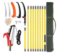 Bonnlo 30FT Pole Pruning Saw, Adjustable Manual Pole Saw Trimmer with 9 Fiberglass Handles, Pole Saws for Tree Trimming with Carry Bag and Sturdy Pole, Garden Tools for Palm Oak High Branches (Yellow)