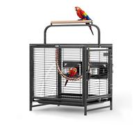Bonnlo 48cm Bird Cage with Handle, Portable Parrot Cage With Wooden Perch, Bird Travel Carrier Cage for Small to Medium Sized Birds Parrotlets Lovebirds Conures