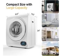 Bonnlo 4KG Vented Tumble Dryer Compact Mini Vented Tumble Dryer 4 Auto Dry