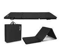 Bonnlo 6' Folding Tri-fold Gymnastics Gym Exercise Aerobics Mat, 6’x 2’x 2” PU Leather Tumbling Mats for Stretching Yoga Cheerleading Martial Arts (Black)