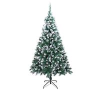 Bonnlo 7ft/2.1M Christmas Tree with White Tips & Metal Stand, Full & Bushy Realistic Green Artificial Xmas Tree, Easy Assembly Holiday Decorations