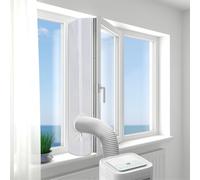 Bonnlo Air Conditioner Window Kit, 400cm Portable Universal Window Seal Kit for Mobile AC Unit and Tumble Dryer, Hot Air Stop Air Exchange Guards, No Drilling with Zip