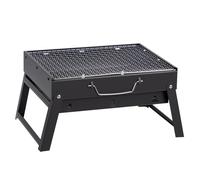Bonnlo BBQ Barbecue Grill - Portable Folding Charcoal Barbecue, Desk Tabletop Stainless Steel Smoker for Picnic, Garden Terrace, Camping, Outdoor - Black