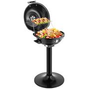 Bonnlo BBQ Electric Grill, 1600W George Foreman BBQ Grill with Removable Non-Stick Grilling Rack,Adjustable Temperature & Oil Drip Tray, Indoor Outdoor BBQ Grill Freestanding for 15-Serving(Black)