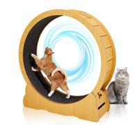 Bonnlo Cat Exercise Wheel for Indoor, Cat Running Wheel with Silent Spinning & Safety Lock, Large Cats Treadmill for Fitness, Natural Wood Color (100×32×105cm, 12kg)