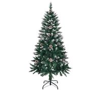 Bonnlo Christmas Tree 152CM,Green Christmas Tree Sprayed White,Xmas Trees with 480 Tips,PVC,Easy Setup Christmas Trees for Indoor and Outdoor(5FT Green with pinecone)