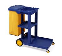 Bonnlo Cleaning Trolley on Wheels - Lightweight Cleaning Caddy with Cleaning Bag, Tool Holders & Shelves, Mini Janitorial & Sanitation Supplies Cart, Wheelie-Bin-Friendly Cleaner (Blue)