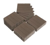 Bonnlo Composite Garden Decking Tiles, 27 Pcs Plastic Decking Boards Outdoor Garden Flooring,29x29cm Patio Paving Slabs Decking Squares Indoor & Outdoor Flooring Light Coffee (Light Coffee)