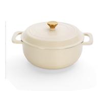 Bonnlo Enameled Cast Iron Round Pot, 26cm/5.2L Dutch Oven Cookware with Lid, Silicone Gloves, Heavy-Duty Pre-Seasoned Cookware for Bread Baking, Braising, Stews, Roasting - White, 5QT