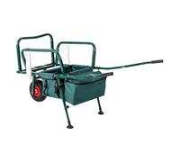 Bonnlo Fishing Trolley with Single 10-Inch Rubber Wheel, Fishing Barrow, Foldable Steel Cart with Waterproof Bag, Rod Holders, Green