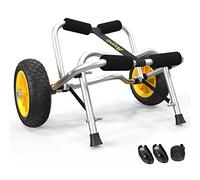 Bonnlo Foldable Kayak Trolley, Upgraded NO-Flat Airless Tires, Aluminum Frame Canoe Carrier, 90KG Loading Capacity, Heavy Duty Aluminium Trolley (Kickstands- ∩shape)