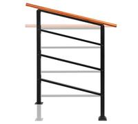 Bonnlo Outdoor Handrail Fit 1 to 3 Steps, Adjustable Hand Rails for Outside Stairs, Galvanized Iron Handrail for Garden Porch, Wooden Handle