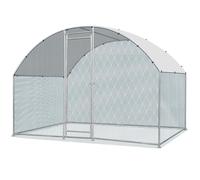 Bonnlo Walk-in Chicken Run, Chicken Coop with Waterproof Circle Roof Cover, Large Galvanised Metal Poultry Run Cage for Hens Rabbits Ducks Dogs, 2x3x2m