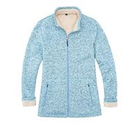 Bonnorth Women's Full Zip Sweater Fleece Jacket,Sherpa Lined Windproof Jacket with Zip Pocket, Blue Heather, Medium