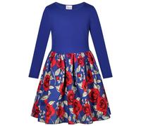 BONNY BILLY Girls Kids Long Sleeve Autumn Winter Casual Floral Jersey Dress 11-12 Years Navy Blue