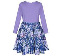BONNY BILLY Girls Kids Long Sleeve Autumn Winter Casual Floral Jersey Dress 5-6 Years Purple