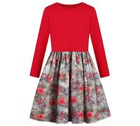BONNY BILLY Girls Kids Long Sleeve Autumn Winter Casual Floral Jersey Dress 8-9 Years Green-5