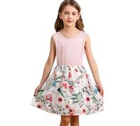 BONNY BILLY Girls Kids Sleeveless Floral Print Casual Summer Holiday Skater Dress 10-11 Years Flower-2