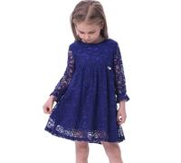 BONNY BILLY Girls Long Sleeve Blue Lace Flower Wedding Evening Prom Party Ball Gown Dress 3-4 Years Navy Blue