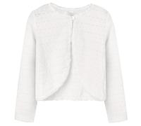 BONNY BILLY Girls Long Sleeve Lace Trim Knitwear White Cardigan Bolero Shrug for Wedding 5-6 Years Pure White